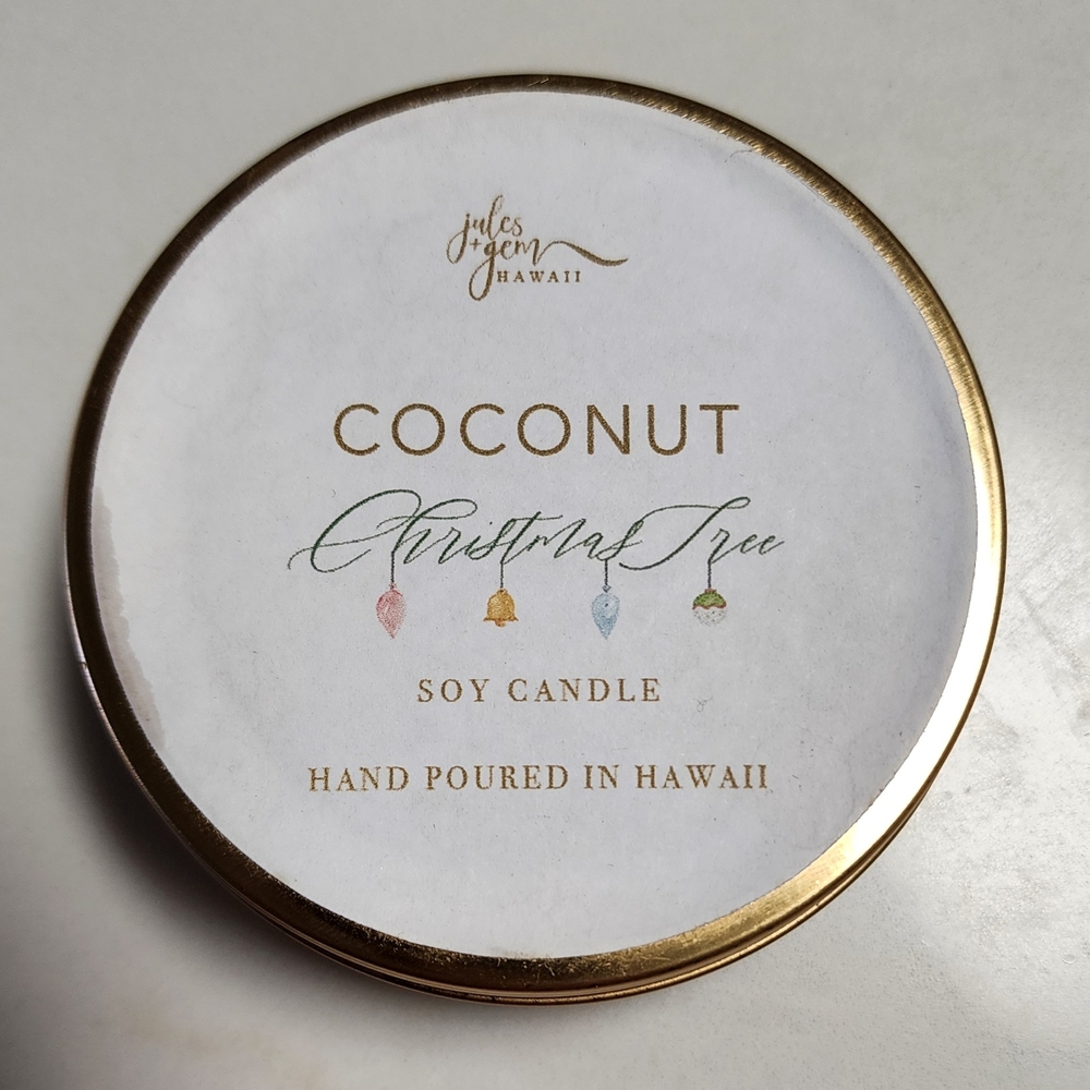 Jules & Gem Hawaii Hand Poured Soy Candle | Coconut Scented | 3.5 oz | Used Once
